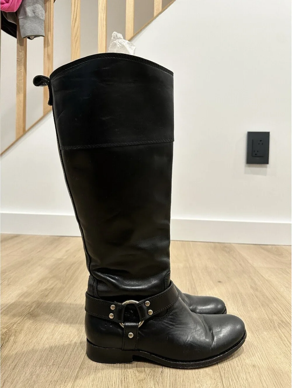 Frye Women's Black Melissa Harness Leather Riding Boots Size 6 B
